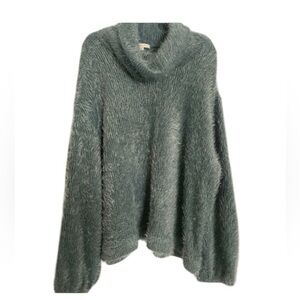 Kate & Sam Beautiful Cottagecore Blue Fuzzy Eyelash Cowl Neck Sweater Size XXL
